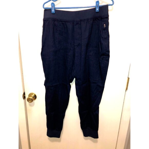 Lands' End Pants - NEW Lands End Womens 12 Petite Elastic Waist Linen Blend Jogger Pants Zip Pocket